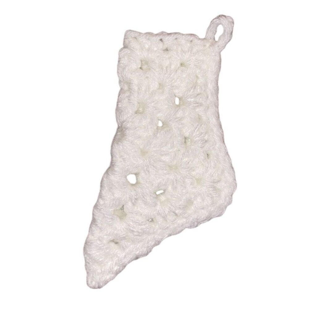 ⭐️5/$10⭐️ White Crochet Granny Square Christmas Stocking Ornament